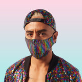 Tapabocas de lentejuelas color arcoíris