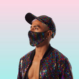 Tapabocas de lentejuelas color arcoíris