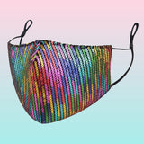 Tapabocas de lentejuelas color arcoíris